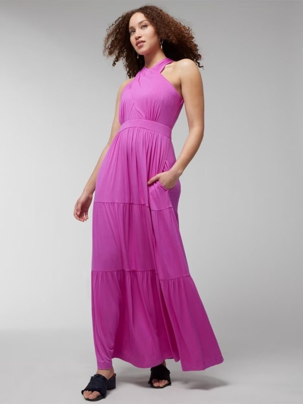 NWT Soma Soft Jersey Crossover Halter Maxi Bra Dress Orchid Daze 570347857 L